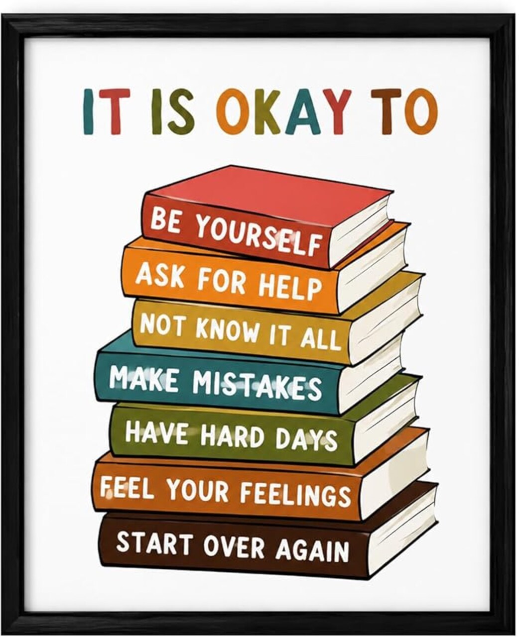 It Is Okay to Feel Poster for Kids – Social Emotional Learning Classroom Wall Art, Boho School Counselor Office Decor, Calm Down Corner Sign, Teacher Classroom Decoration